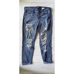 Hollister Boyfriend Jeans Women's Size 0 W24 L25 Low Rise Button Fly Blue Denim